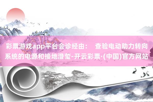 彩票游戏app平台会诊经由：  查验电动助力转向系统的电源和接地澄莹-开云彩票·(中国)官方网站