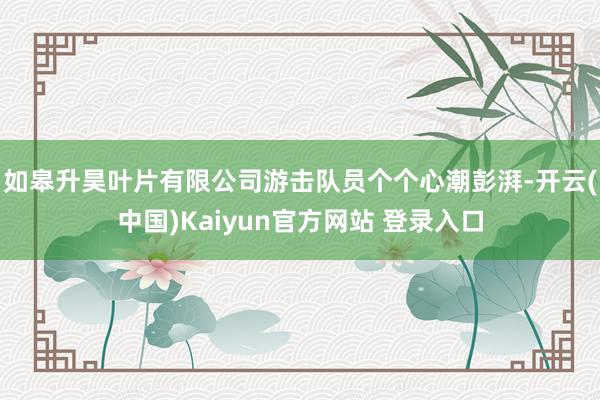 如皋升昊叶片有限公司游击队员个个心潮彭湃-开云(中国)Kaiyun官方网站 登录入口